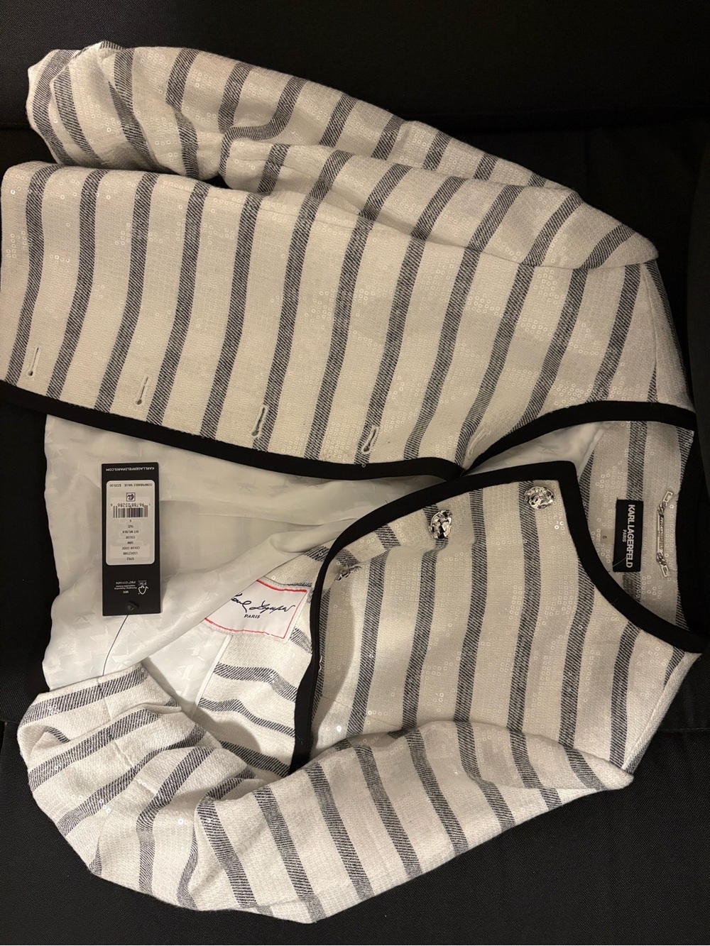 Karl Lagerfeld White and black Striped blazer